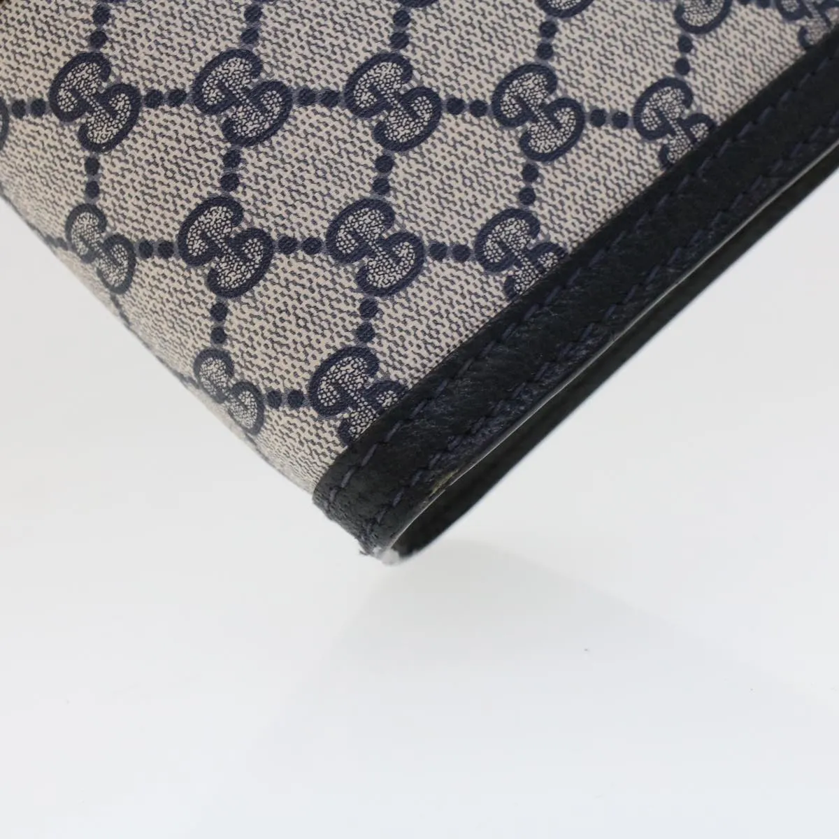 GUCCI GG Canvas Sherry Line Clutch Bag Gray Red Navy 64.014.2125.23  44752