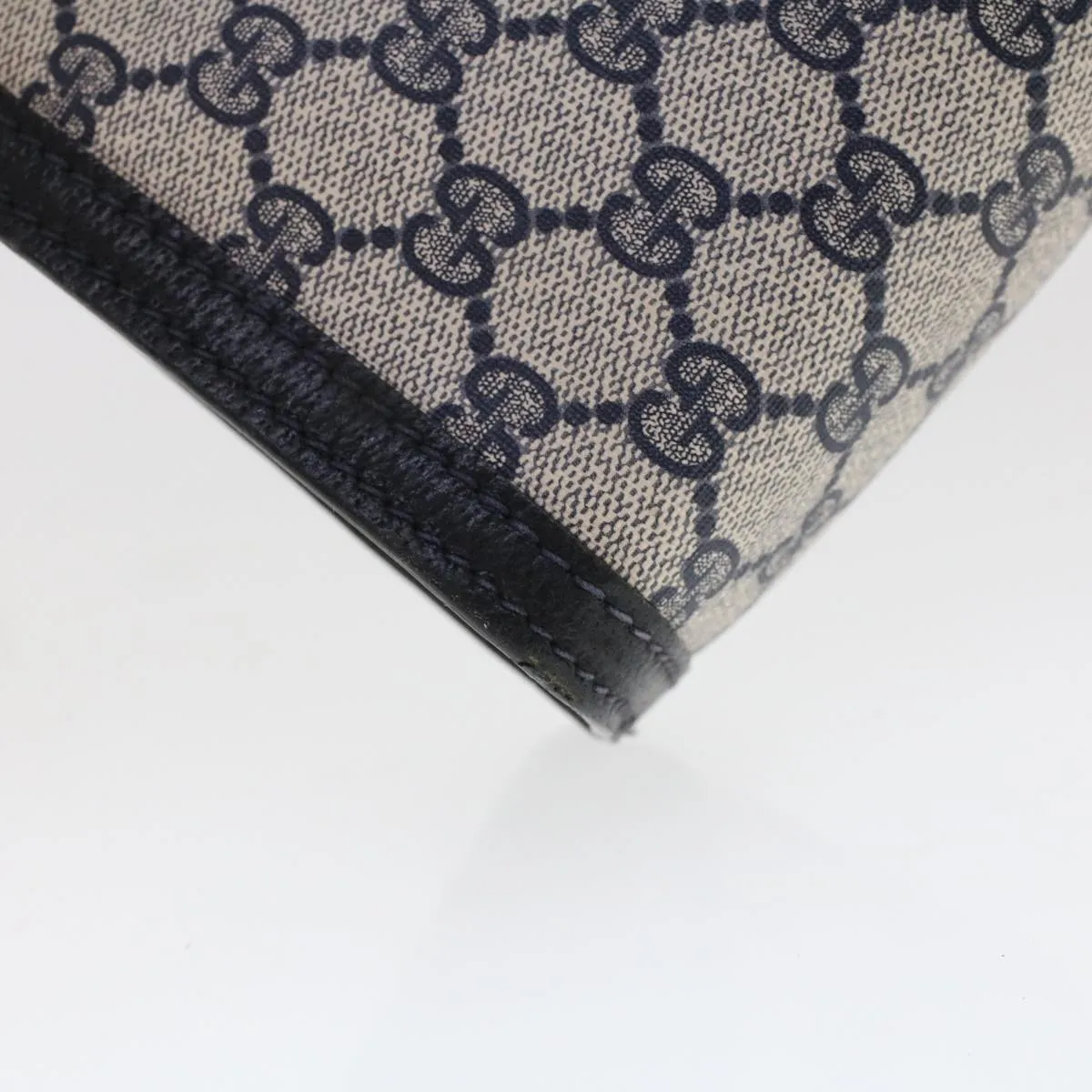 GUCCI GG Canvas Sherry Line Clutch Bag Gray Red Navy 64.014.2125.23  44752