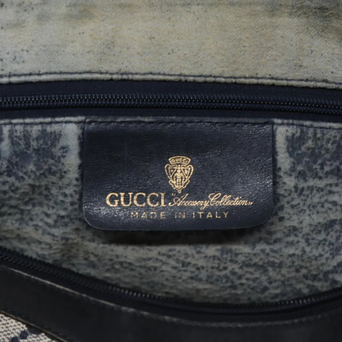 GUCCI GG Supreme Web Sherry Line Shoulder Bag PVC Leather Navy Auth yk14395