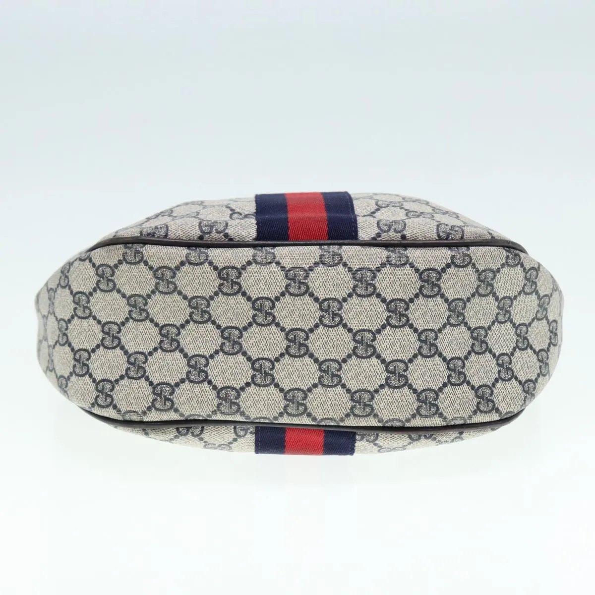 GUCCI GG Supreme Web Sherry Line Shoulder Bag PVC Leather Navy Auth yk14395