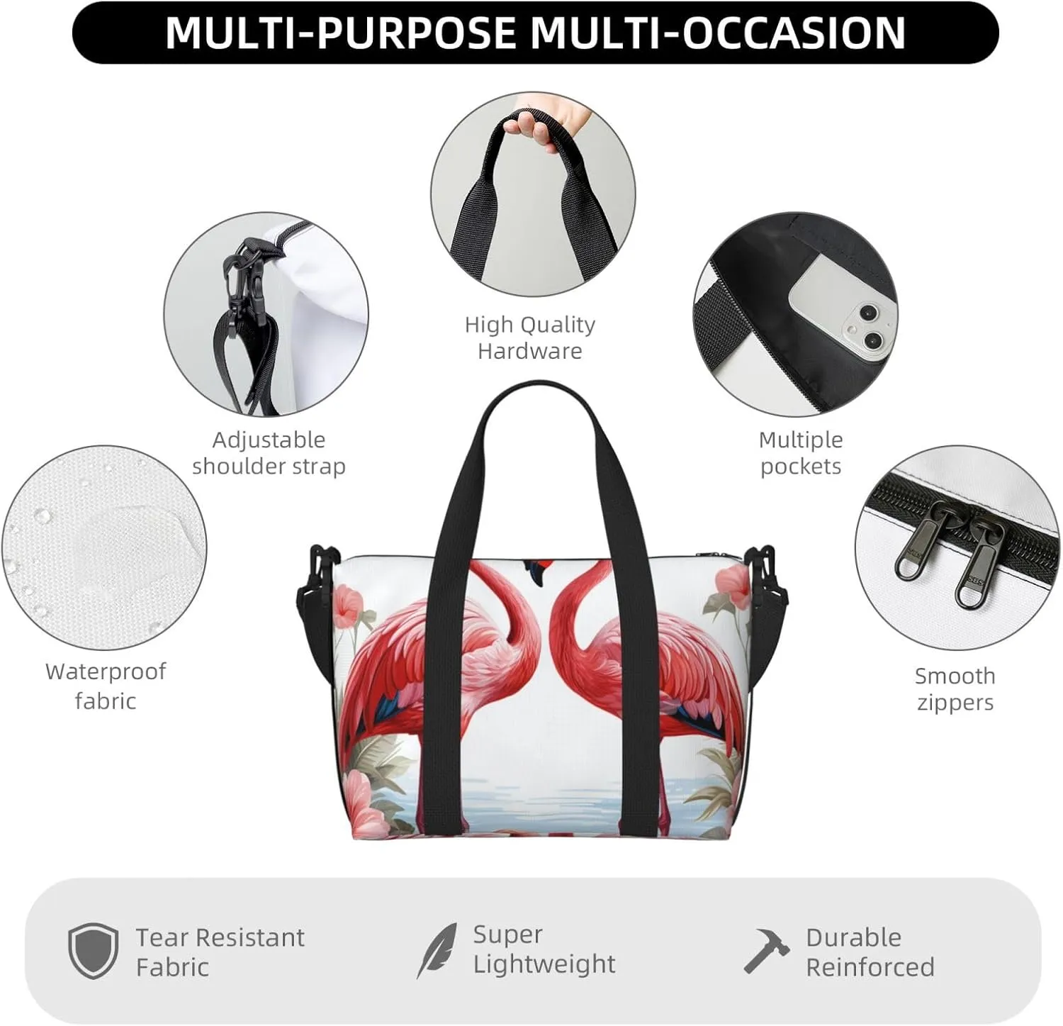 Gym Bag Flamingo pattern Duffel Bag for Men Women Travel Overnight Bag with Shoe Compartment Workout Bags