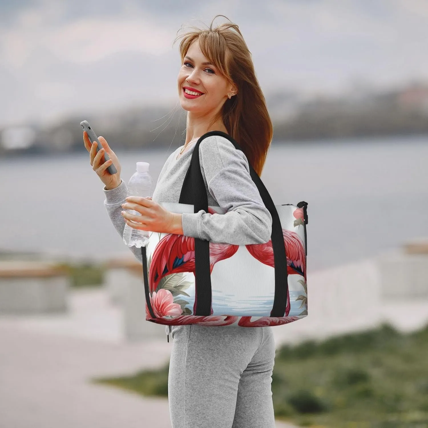 Gym Bag Flamingo pattern Duffel Bag for Men Women Travel Overnight Bag with Shoe Compartment Workout Bags