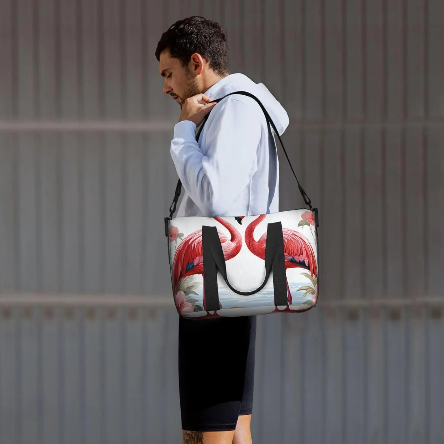 Gym Bag Flamingo pattern Duffel Bag for Men Women Travel Overnight Bag with Shoe Compartment Workout Bags