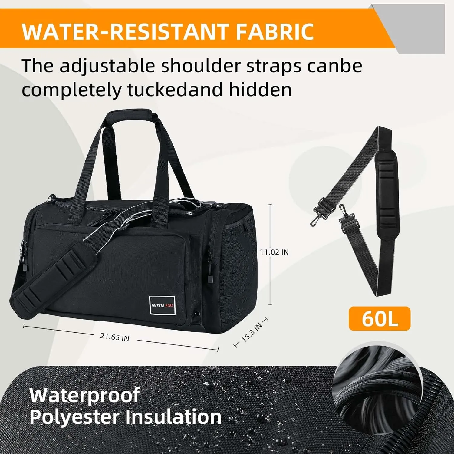 Gym Bag for Men 60L Sports Duffel Bags Women Carry on Garment Bags for Travel with Shoe Compartment & Wet Pocket Water Resistant Travel Duffel Bag Lightweight Weekender Overnight Bag, Navy