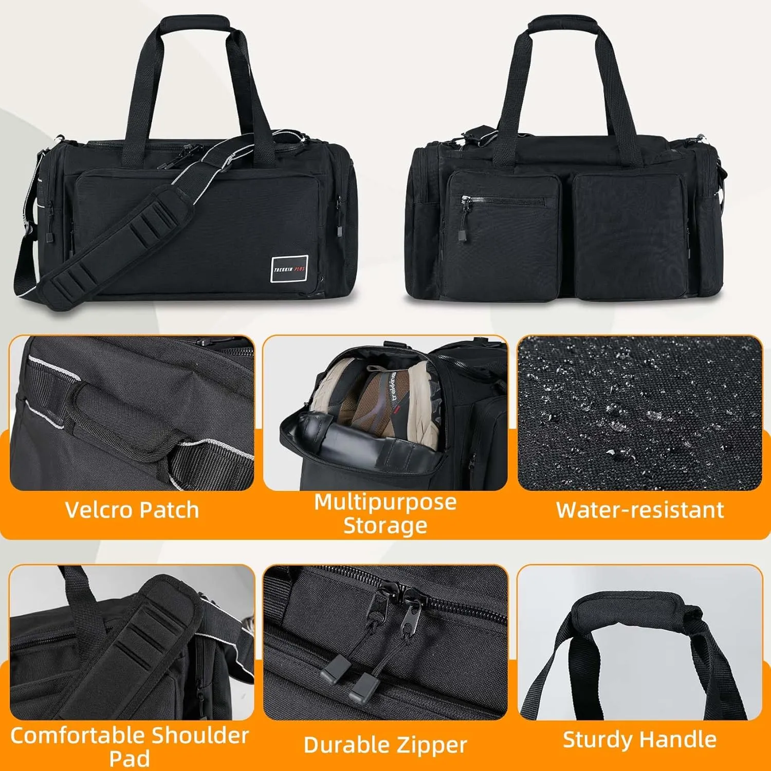 Gym Bag for Men 60L Sports Duffel Bags Women Carry on Garment Bags for Travel with Shoe Compartment & Wet Pocket Water Resistant Travel Duffel Bag Lightweight Weekender Overnight Bag, Navy