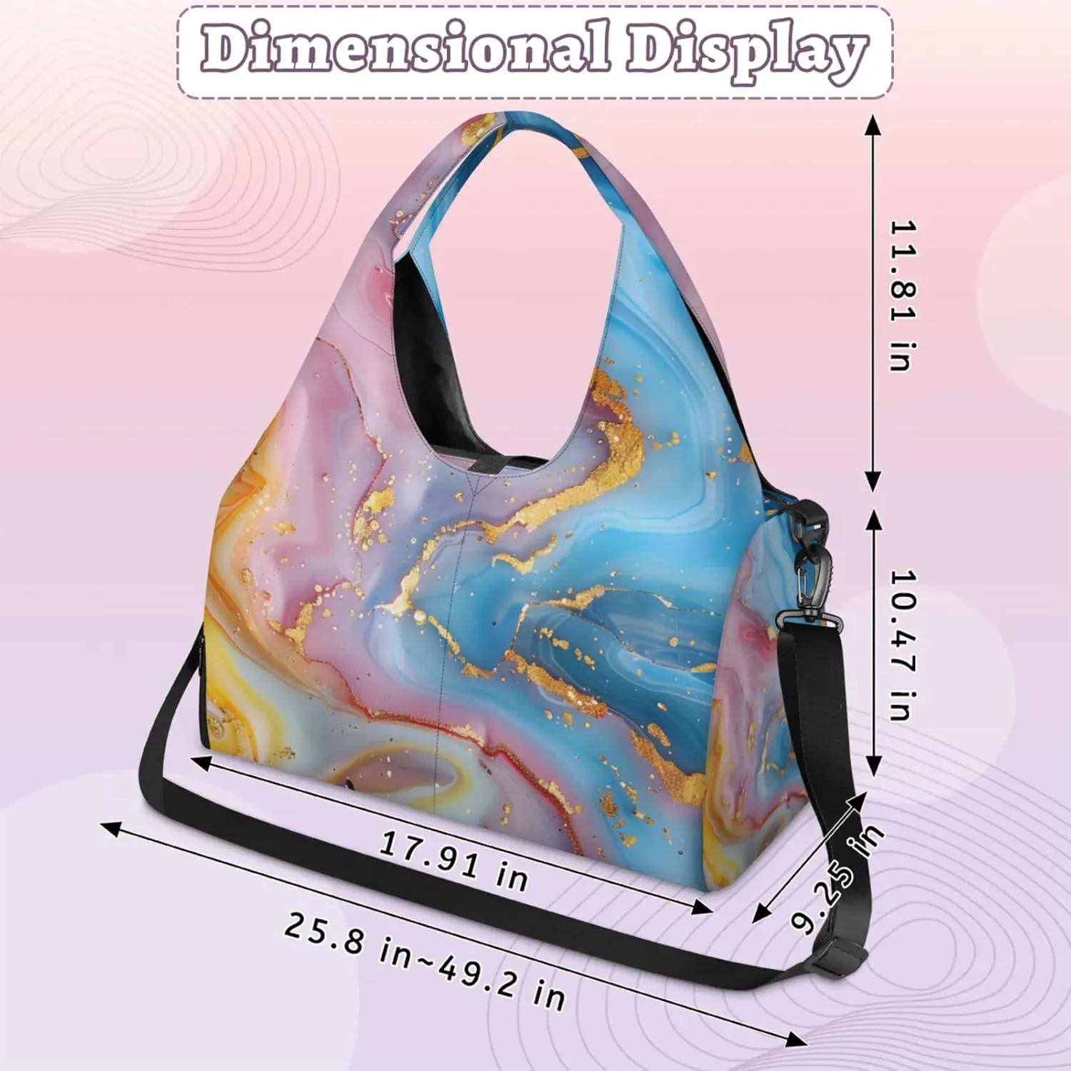 Gym Bag for Women Attractive Marble Pattern Duffel Bag with Shoe Compartment and Yoga Mat Holder Portable Weekender Bags Travel Tote Bags