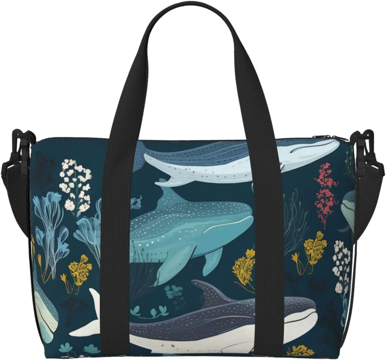 Gym Bag Whale Pattern Duffel Bag for Men Women Travel Overnight Bag with Shoe Compartment Workout Bags
