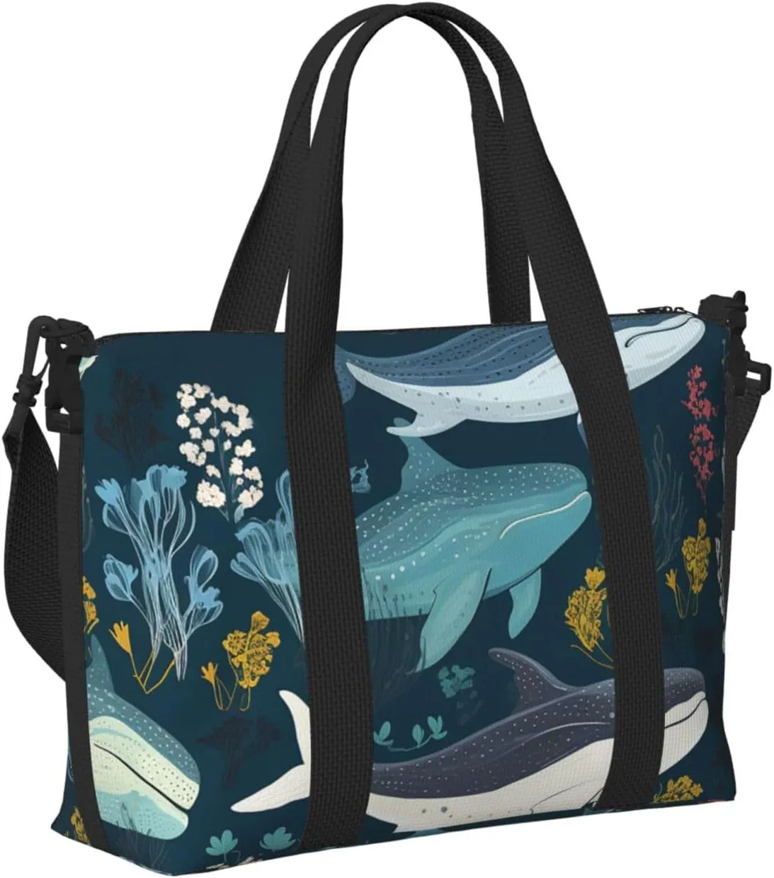 Gym Bag Whale Pattern Duffel Bag for Men Women Travel Overnight Bag with Shoe Compartment Workout Bags