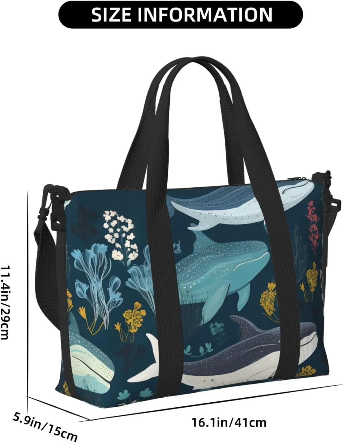 Gym Bag Whale Pattern Duffel Bag for Men Women Travel Overnight Bag with Shoe Compartment Workout Bags