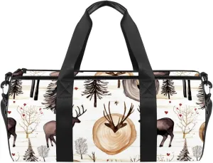 Gym Bags for Men,Travel Duffel Bags for Women,Deer Vintage Wood Moose,Workout Bag