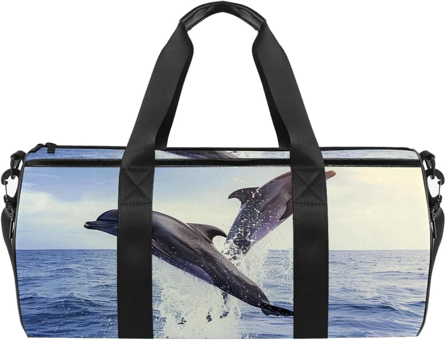 Gym Bags for Men,Travel Duffel Bags for Women,Dolphin Jumping Sea Blue Water,Workout Bag