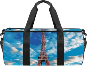 Gym Bags for Men,Travel Duffel Bags for Women,Eiffel Tower Trees Sky,Workout Bag