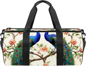 Gym Bags for Men,Travel Duffel Bags for Women,Flower Plant Peacocks Butterflies,Workout Bag