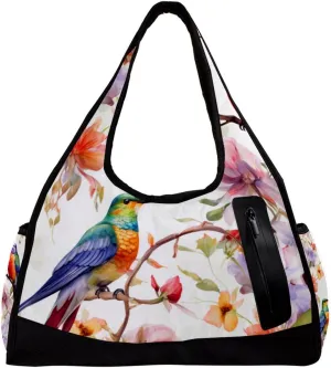 Gym Bags for Men,Travel Duffel Bags for Women,Flowers and Birds Flower Bush,Workout Bag