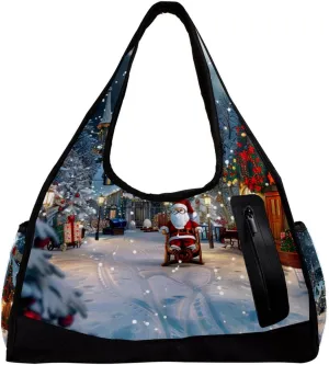 Gym Bags for Men,Travel Duffel Bags for Women,Santa Claus Moon Reindeer,Workout Bag