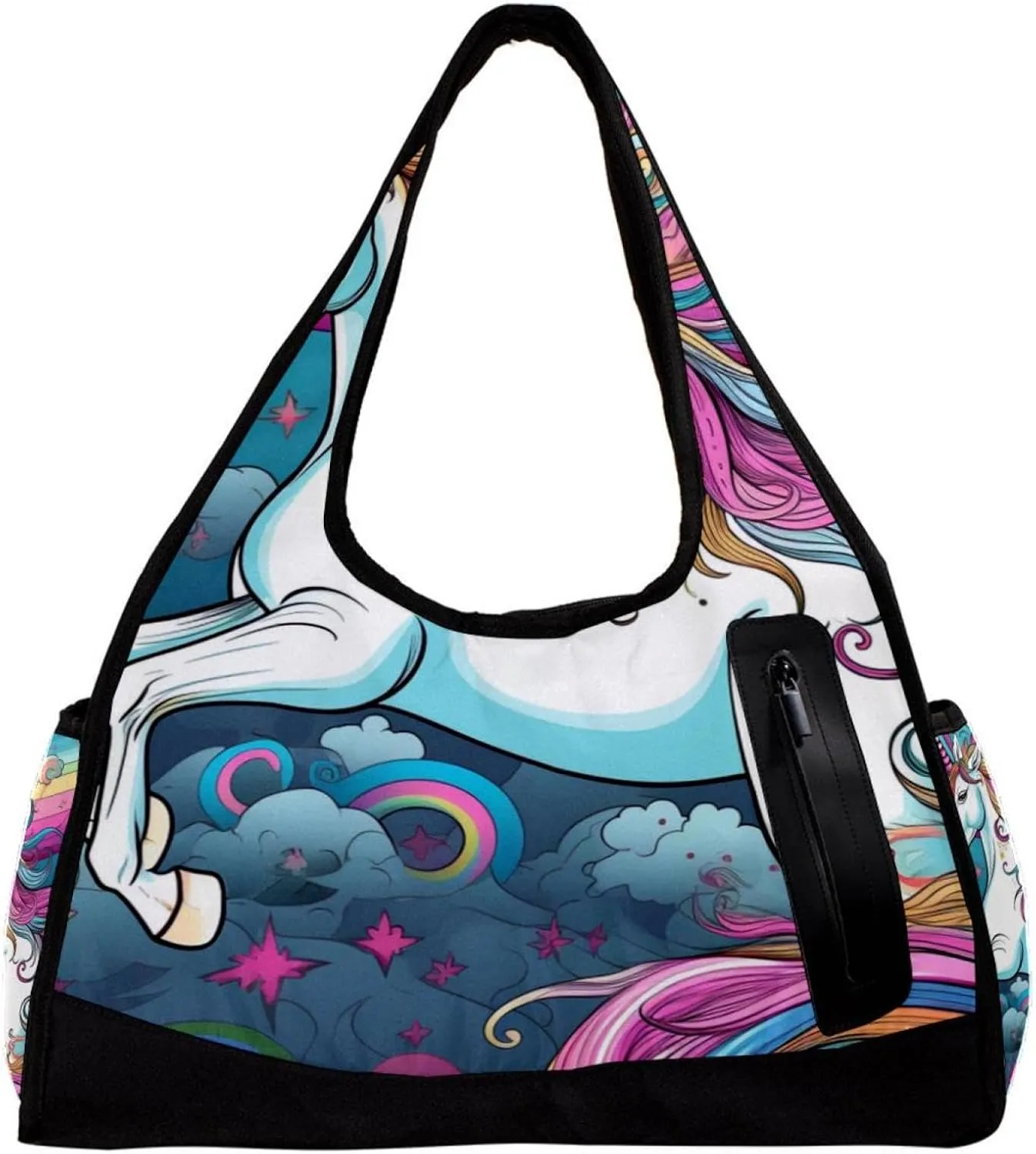 Gym Bags for Men,Travel Duffel Bags for Women,Unicorn and Rainbow Clouds,Workout Bag