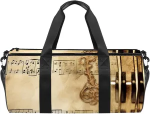 Gym Bags for Men,Travel Duffel Bags for Women,Vintage Musical Note Piano,Workout Bag