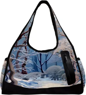 Gym Bags for Men,Travel Duffel Bags for Women,Winter Forest Tree Elk,Workout Bag