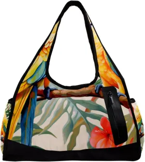 Gym Bags for Men,Travel Duffel Bags for Women,Wood Leaves Flowers and Birds,Workout Bag