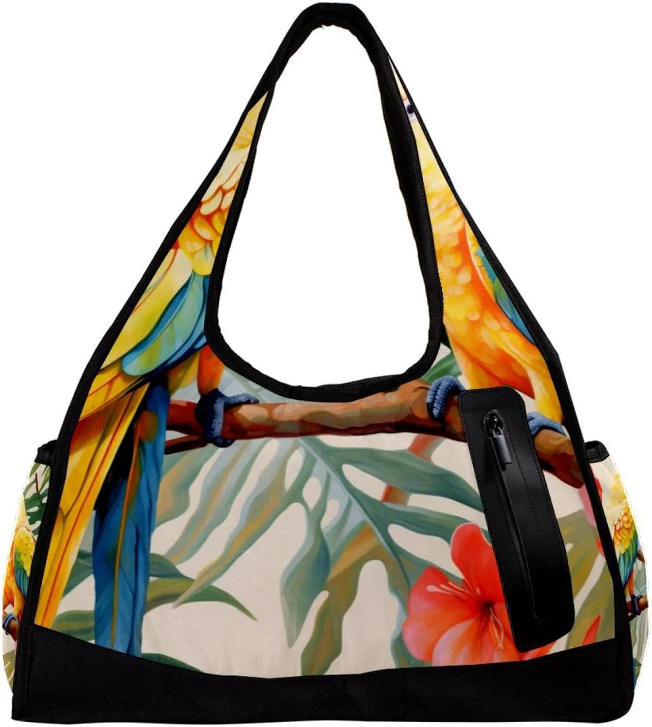Gym Bags for Men,Travel Duffel Bags for Women,Wood Leaves Flowers and Birds,Workout Bag