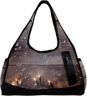 Gym Bags for Women,Duffle Bag for Travel,Christmas Lights Decoration Wood Planks,Gym Bag for Men