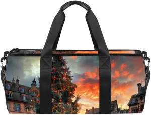 Gym Bags for Women,Duffle Bag for Travel,Christmas Tree Architecture France,Gym Bag for Men