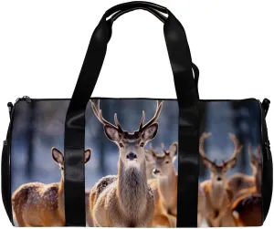 Gym Bags for Women,Duffle Bag for Travel,Family Forest Noble Deer,Gym Bag for Men