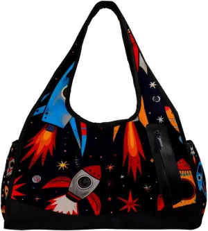 Gym Bags for Women,Duffle Bag for Travel,Universe Stars Rocket Space,Gym Bag for Men