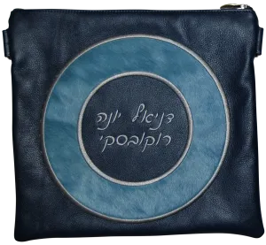 hair-on circle frame design on navy leather
