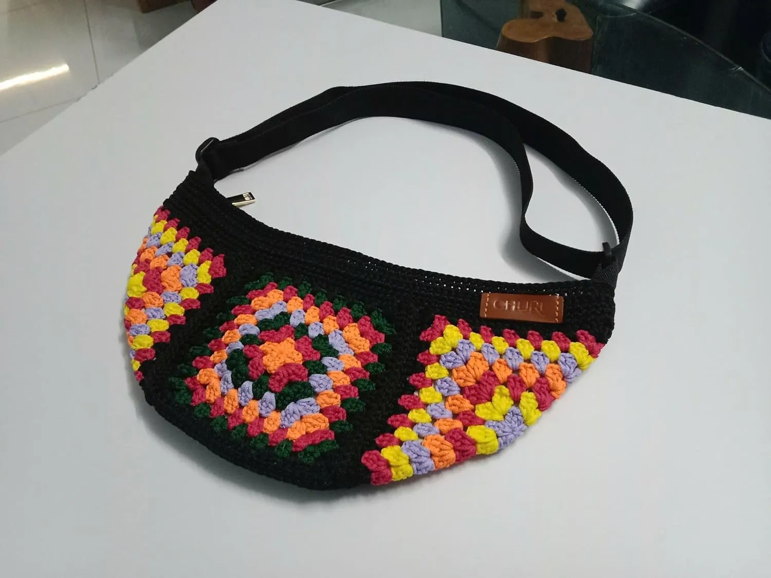 Handmade Checkered Pattern Crochet Tote Bag, Aesthetic Hobo Shoulder Crochet Beach Bag