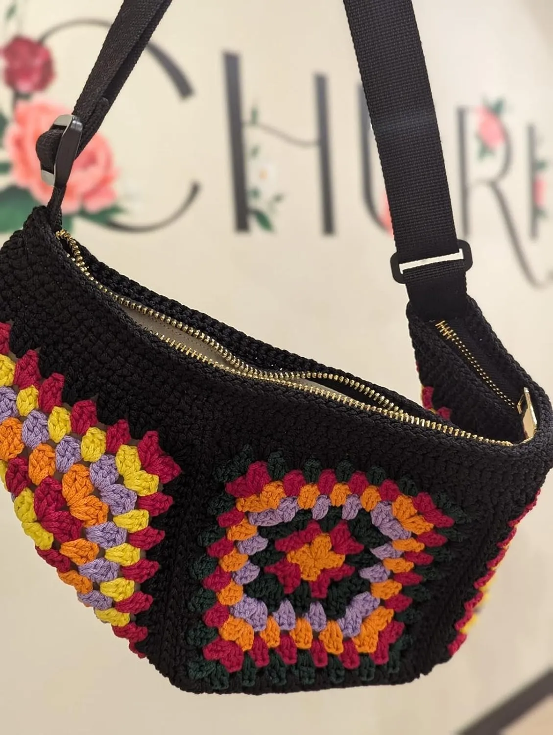 Handmade Checkered Pattern Crochet Tote Bag, Aesthetic Hobo Shoulder Crochet Beach Bag