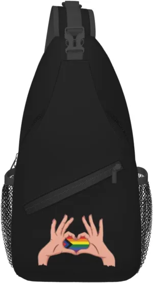 Hands With Love Social Justice Pride Flag Crossbody Bags For Women Men Chest Backpack Gym Shoulder Bag Travel Outdoor Sports Casual Crossbody Bags