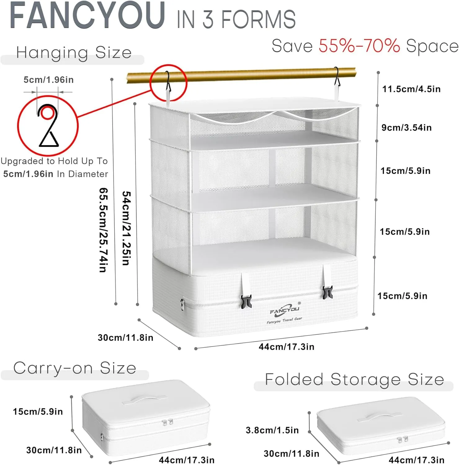 Hanging Packing Cubes for Suitcase Organizer Bags, Upgraded Nylon Fabric Portable Closet 17 * 12 * 24in, Compression Packing and Unpacking In One Step for Business Travel Essentials