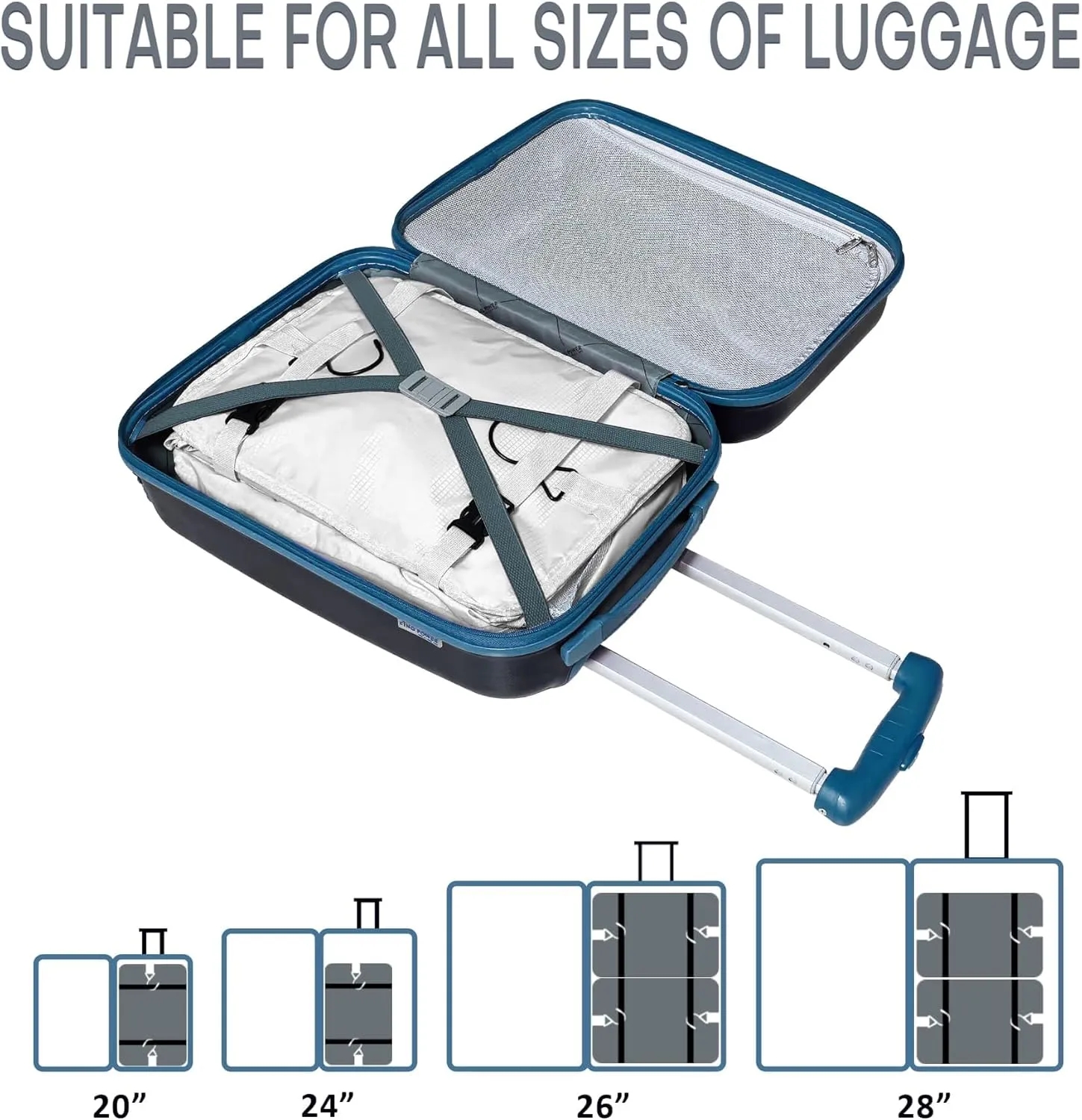 Hanging Packing Cubes for Suitcase Organizer Bags, Upgraded Nylon Fabric Portable Closet 17 * 12 * 24in, Compression Packing and Unpacking In One Step for Business Travel Essentials