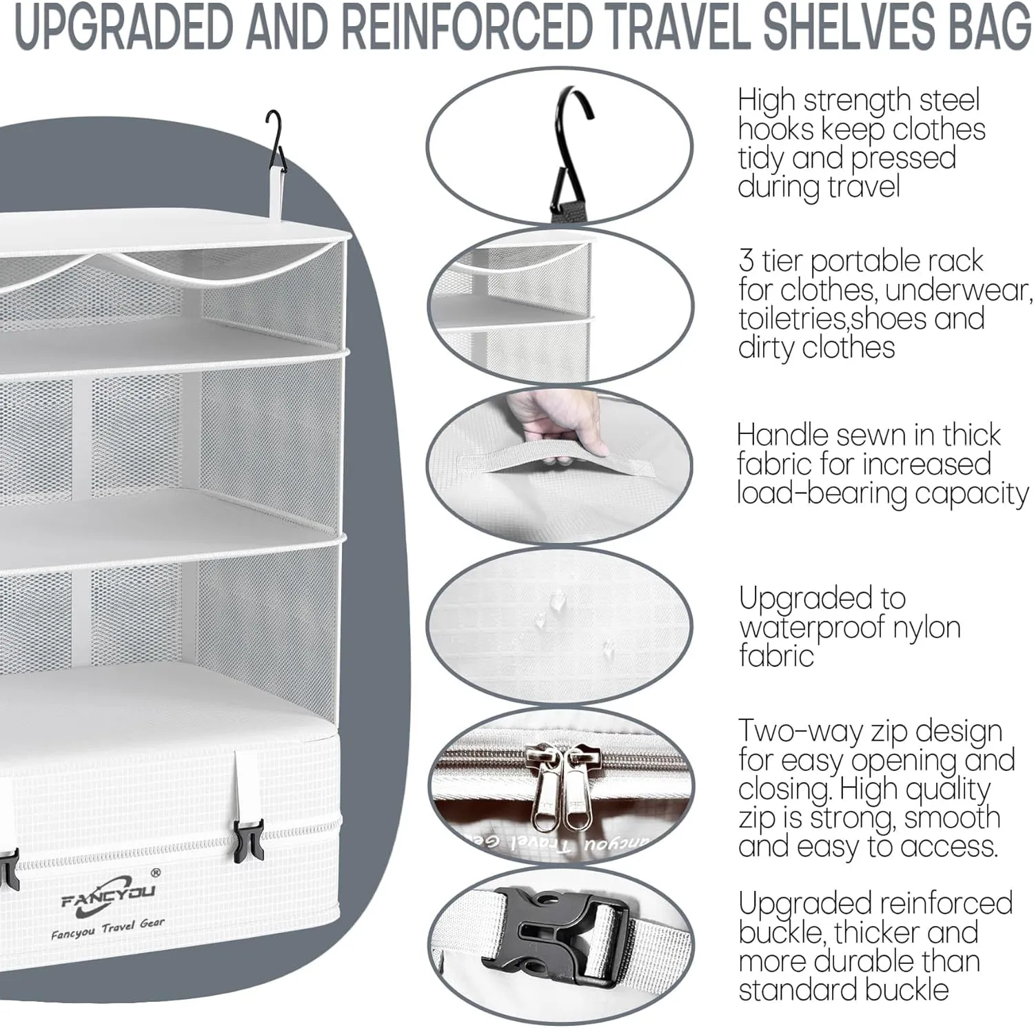 Hanging Packing Cubes for Suitcase Organizer Bags, Upgraded Nylon Fabric Portable Closet 17 * 12 * 24in, Compression Packing and Unpacking In One Step for Business Travel Essentials