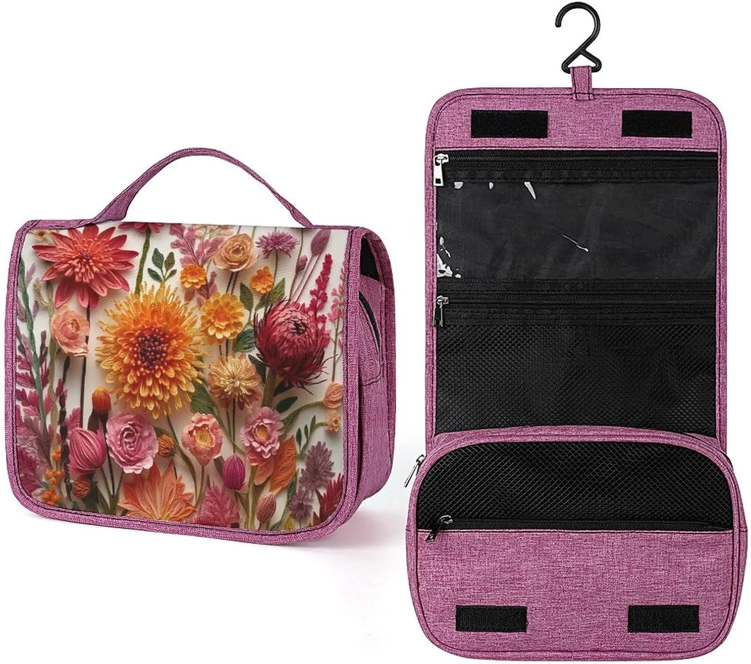 Hanging Travel Toiletry Bag for Women Botanical Specimens Printed Travel Cosmetics And Toiletries Organizer Kit Waterproof Bathroom Shower Bag
