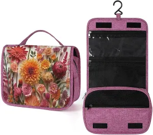 Hanging Travel Toiletry Bag for Women Botanical Specimens Printed Travel Cosmetics And Toiletries Organizer Kit Waterproof Bathroom Shower Bag