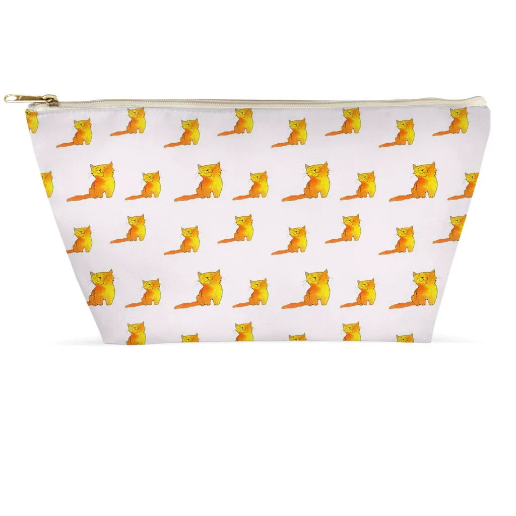 Happy Cat Pattern Accessory Pouch (Pink)