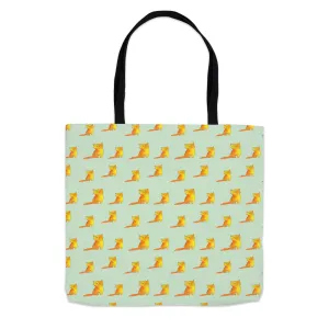 Happy Cat Pattern Tote Bag (Green)