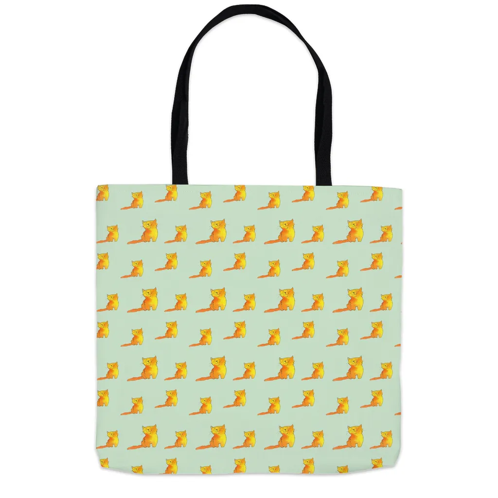 Happy Cat Pattern Tote Bag (Green)