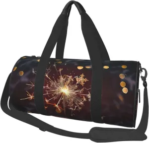Happy New Year Printed Sports Gym Bag for Men Women Foldable Duffel Bag Carry On Weekender Bag for Travel Sports