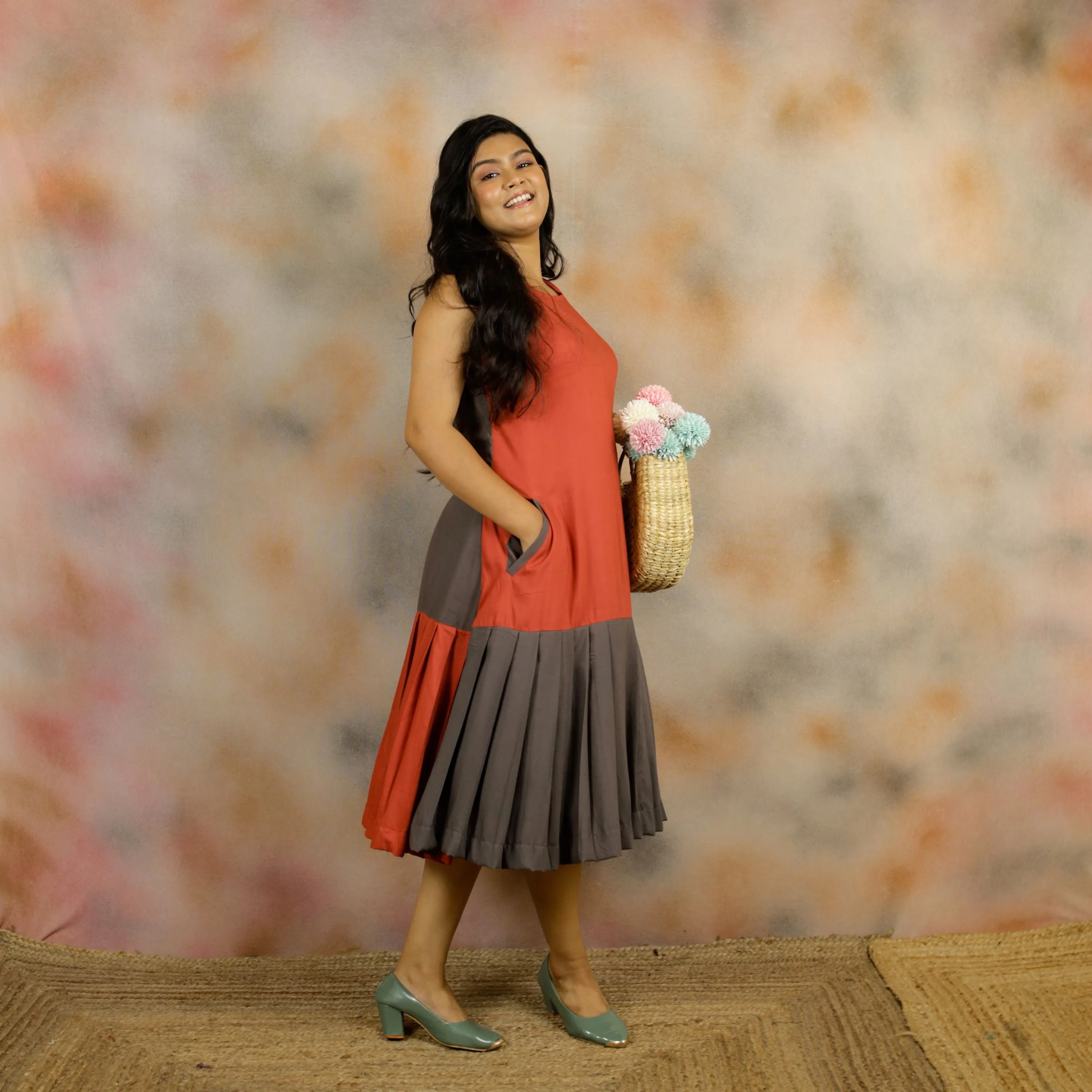 Hawaiian- Rust Cotton Dress
