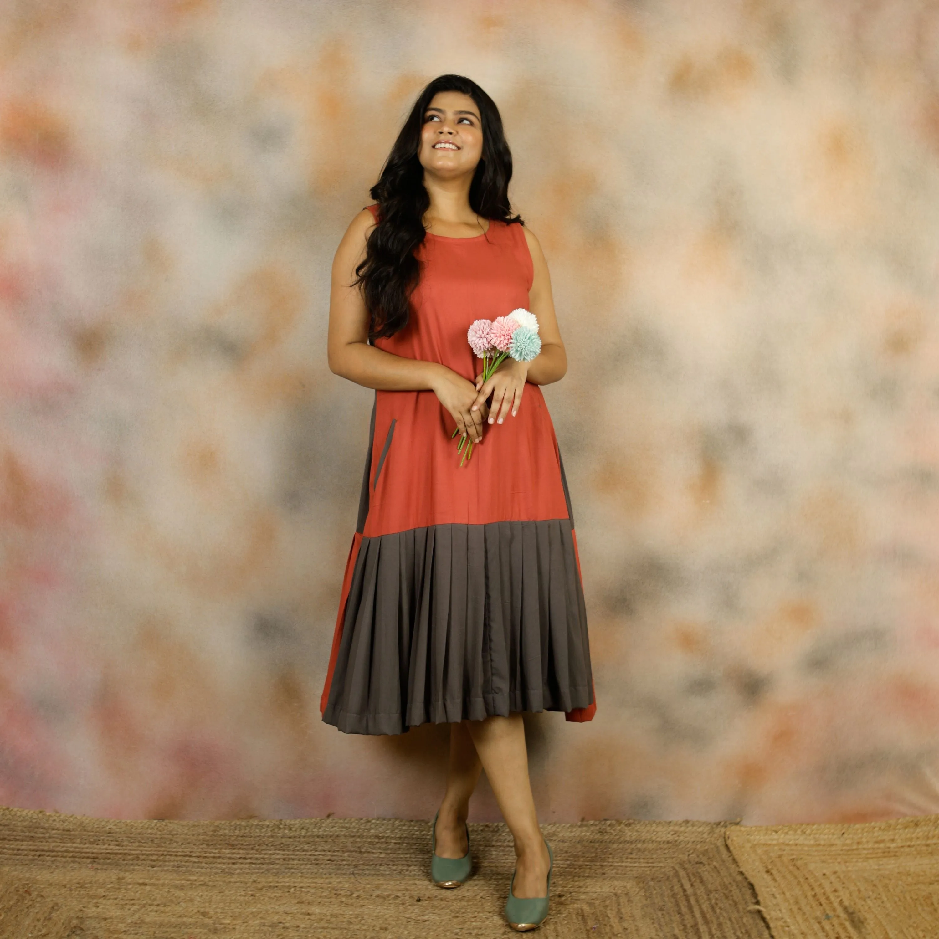 Hawaiian- Rust Cotton Dress