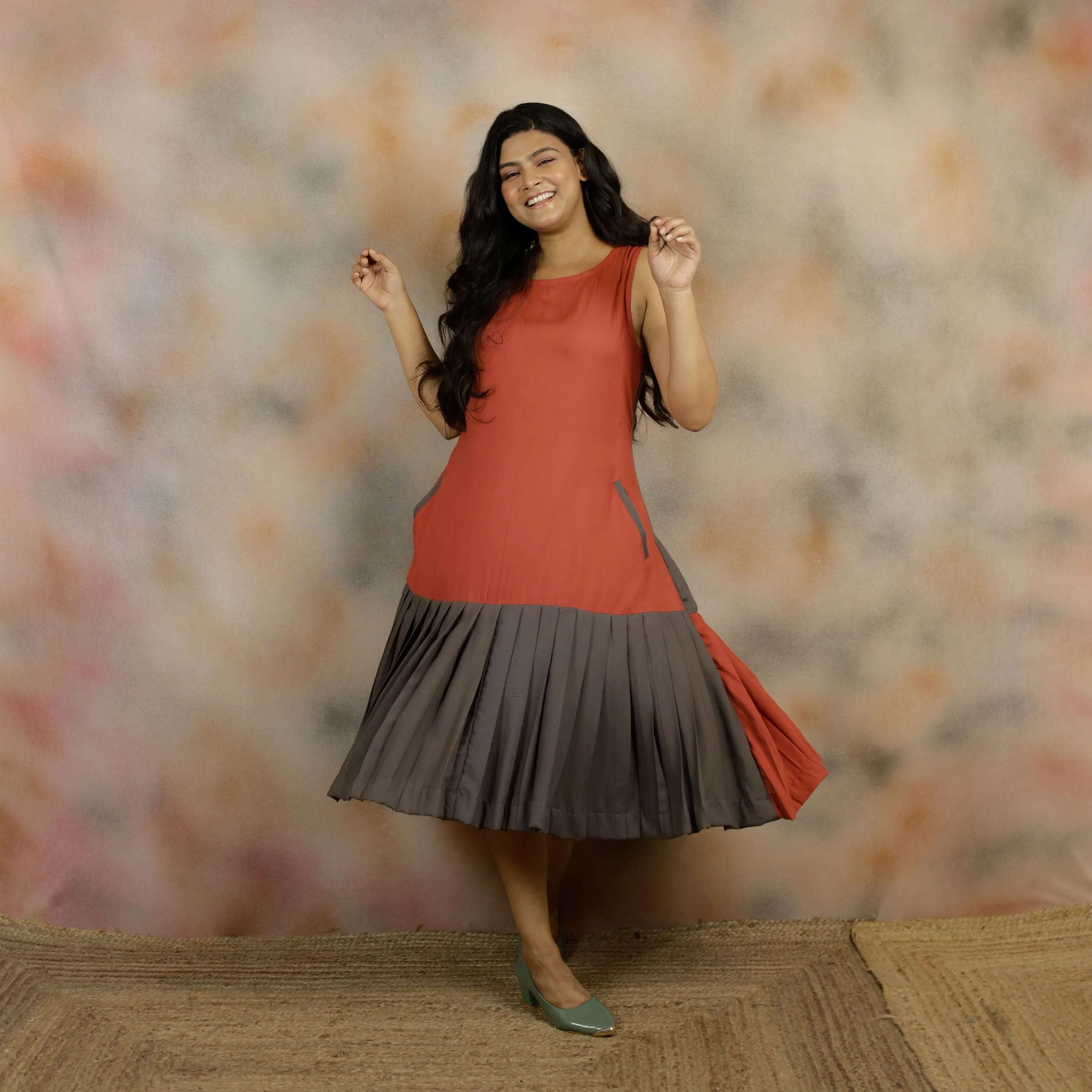 Hawaiian- Rust Cotton Dress