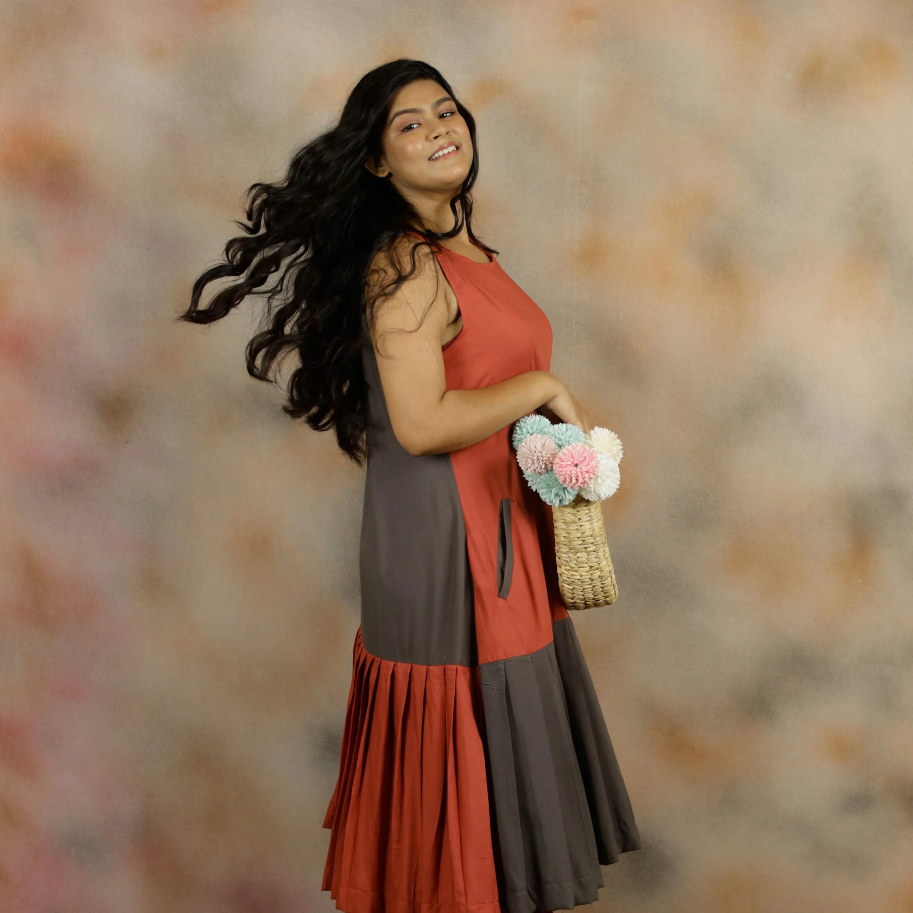 Hawaiian- Rust Cotton Dress