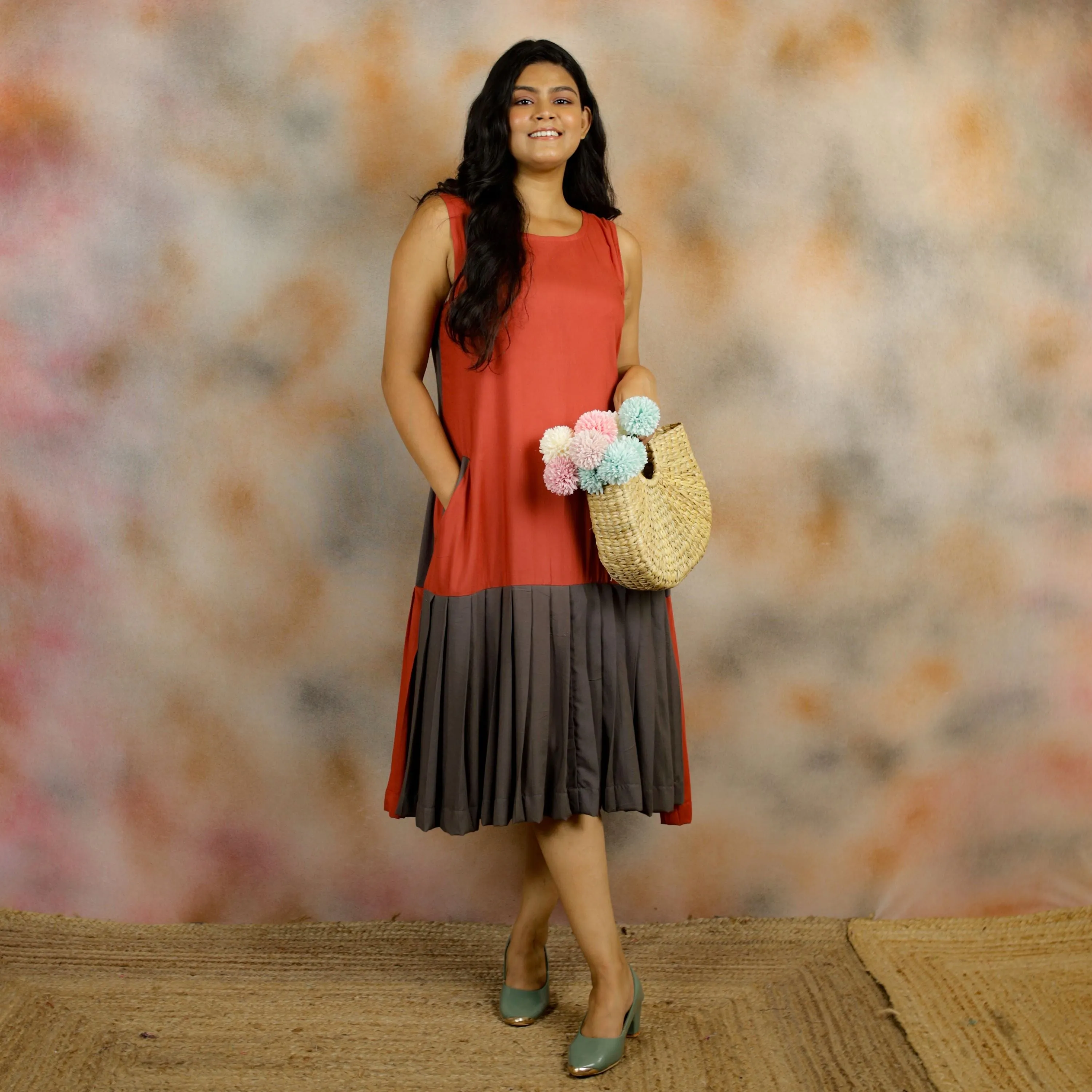 Hawaiian- Rust Cotton Dress