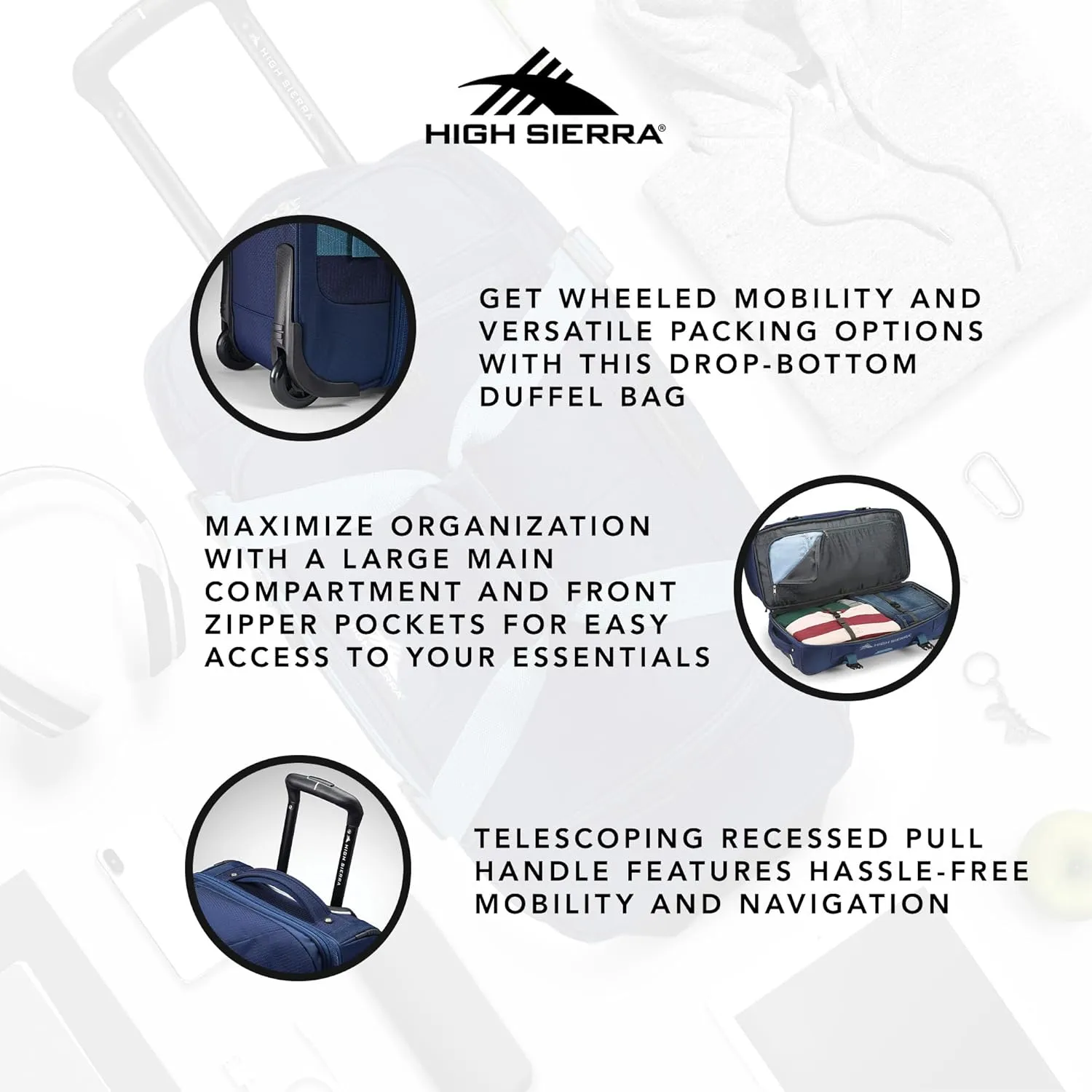 High Sierra Travel Bag, Navy/Graphite Blue, 22”