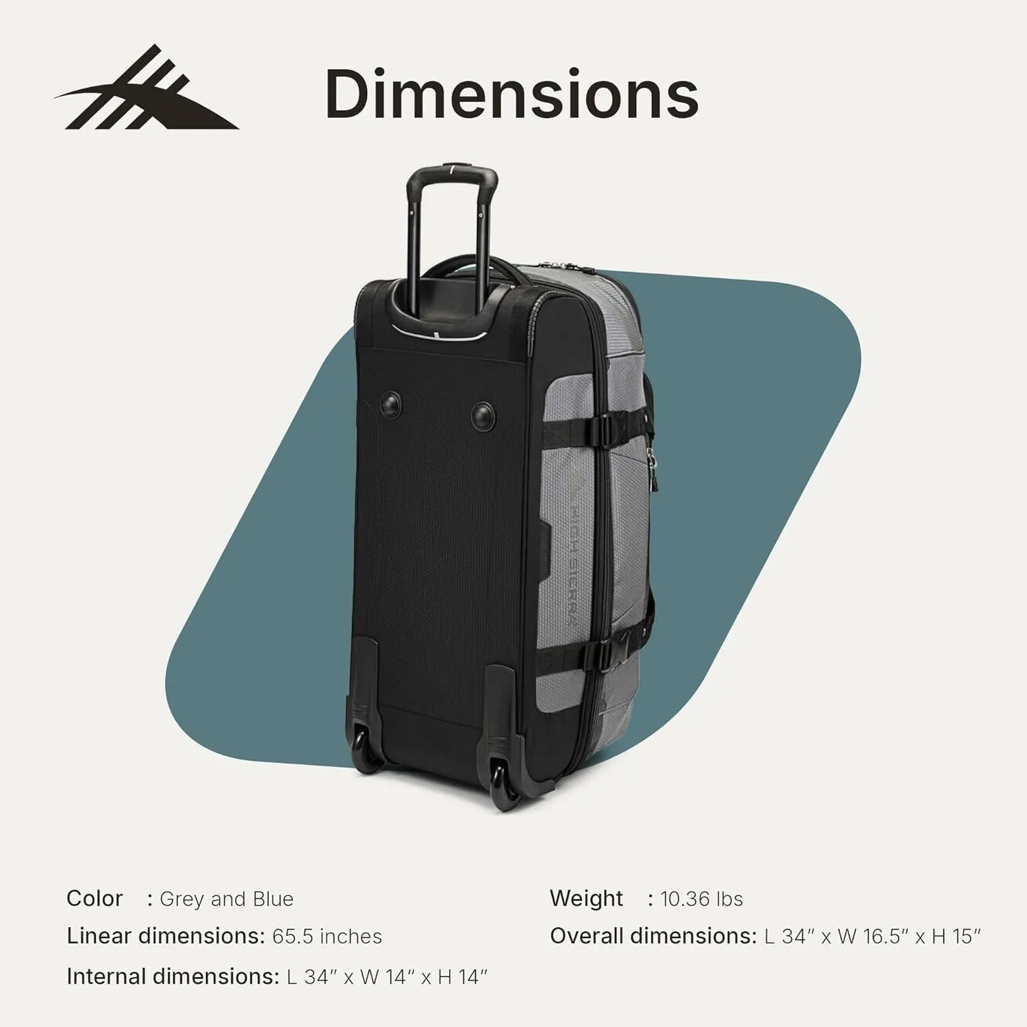 High Sierra Travel Bag, Steel Grey/Mercury, 34”