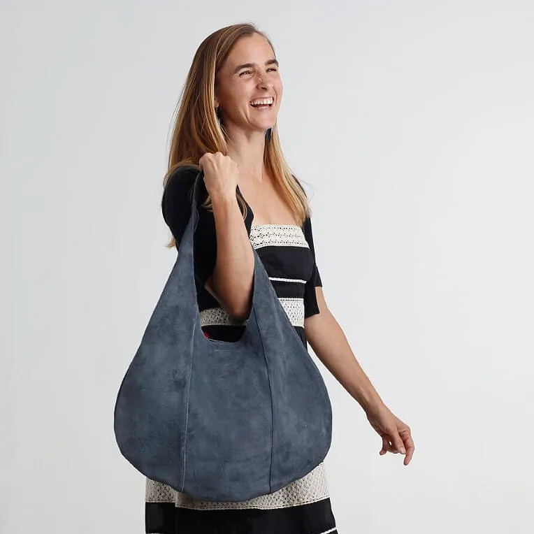 Hobo in Dusty Blue Suede