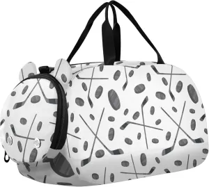 Hockey Sticks Pattern Sports Duffle Bag for Girls Boys, Gym Bag with Shoe Compartment, Kids Travel Overnight Weekender Shoulder Bag